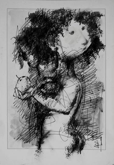 Print of Figurative Women Drawings by bidzina kavtaradze