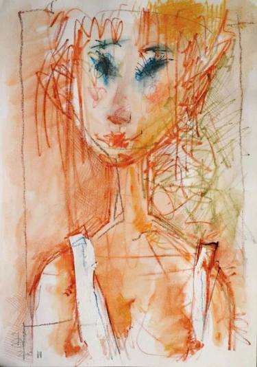 Print of Expressionism Women Drawings by bidzina kavtaradze