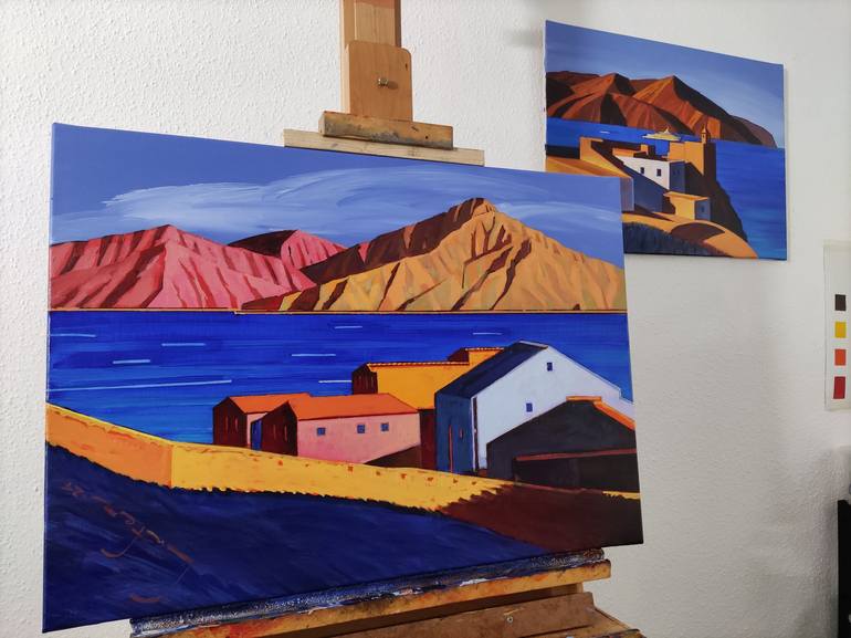 Original Pop Art Landscape Painting by Alexander Lufer