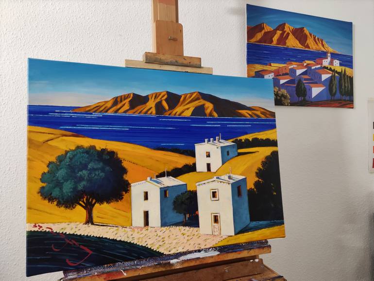 Original Pop Art Landscape Painting by Alexander Lufer