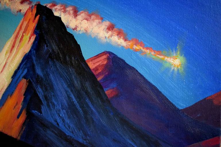 Original Pop Art Landscape Painting by Alexander Lufer