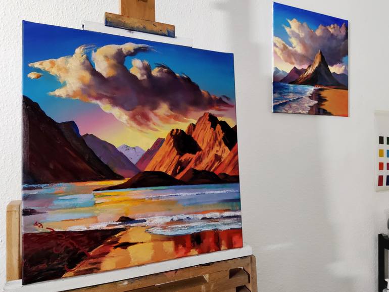Original Pop Art Landscape Painting by Alexander Lufer