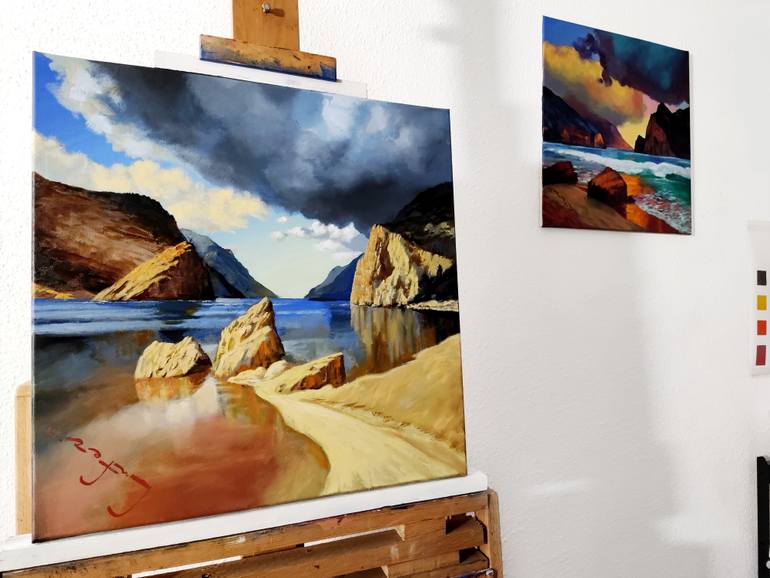 Original Pop Art Landscape Painting by Alexander Lufer