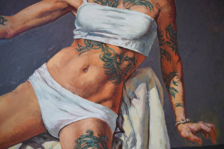 Original Art Deco People Painting by Alexander Lufer