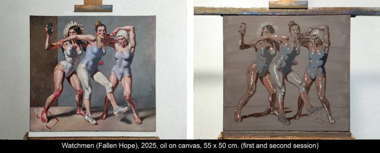 Original Art Deco People Painting by Alexander Lufer