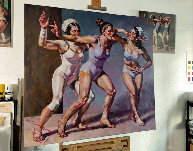 Original Art Deco People Painting by Alexander Lufer
