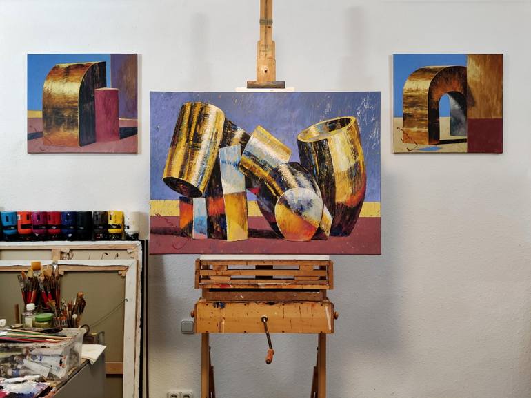 Original Art Deco Abstract Painting by Alexander Lufer