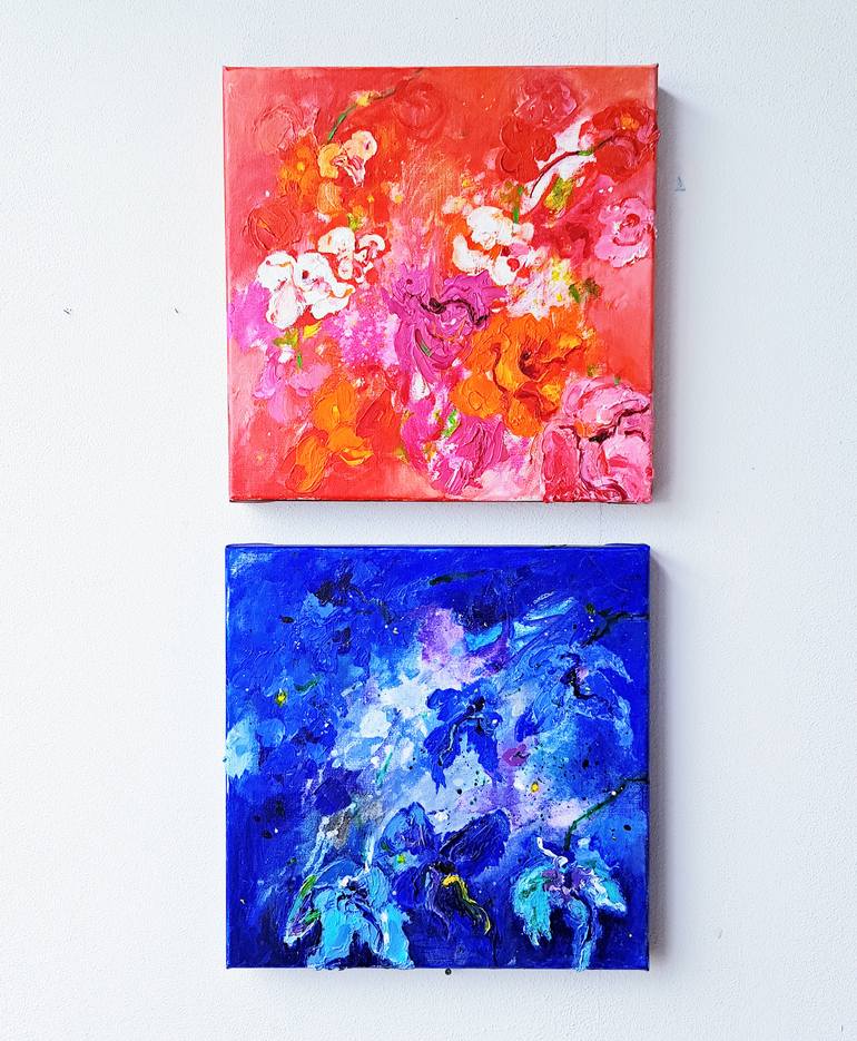 Original Abstract Expressionism Floral Painting by Lenie Kamstra