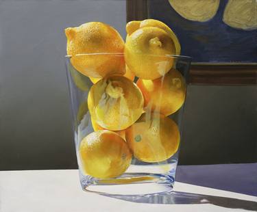 Still life with lemons in glass bowl thumb