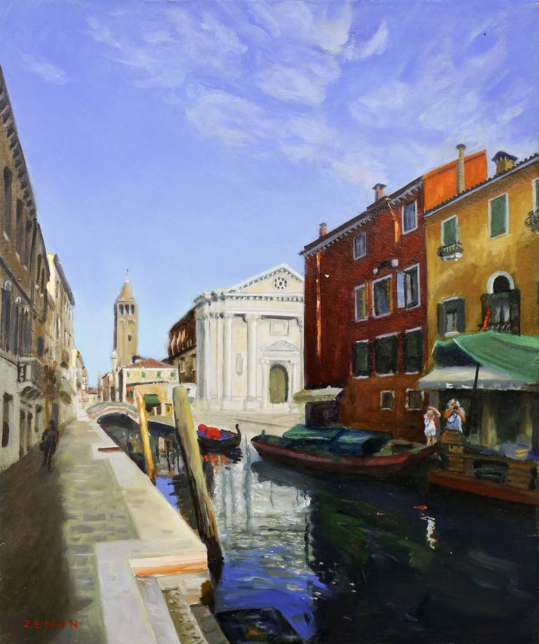 Venice, view at Campo San Barnaba Painting by Zenon Nowacki | Saatchi Art