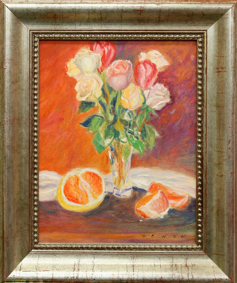 Original Impressionism Floral Painting by Zenon Nowacki