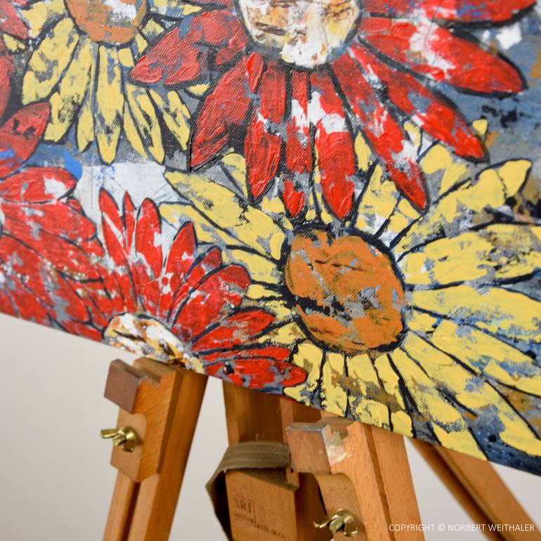 Original Abstract Floral Painting by Norbert Weithaler