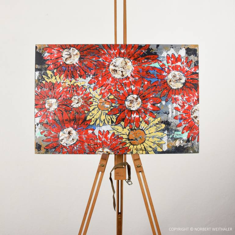 Original Abstract Floral Painting by Norbert Weithaler