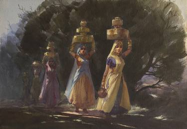 Original Impressionism Rural life Paintings by Rusticity by the Raj family