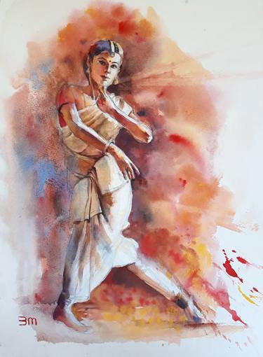 Indian Art, Dancer Art, Watercolor, Traditional, FolkArt, Culture thumb