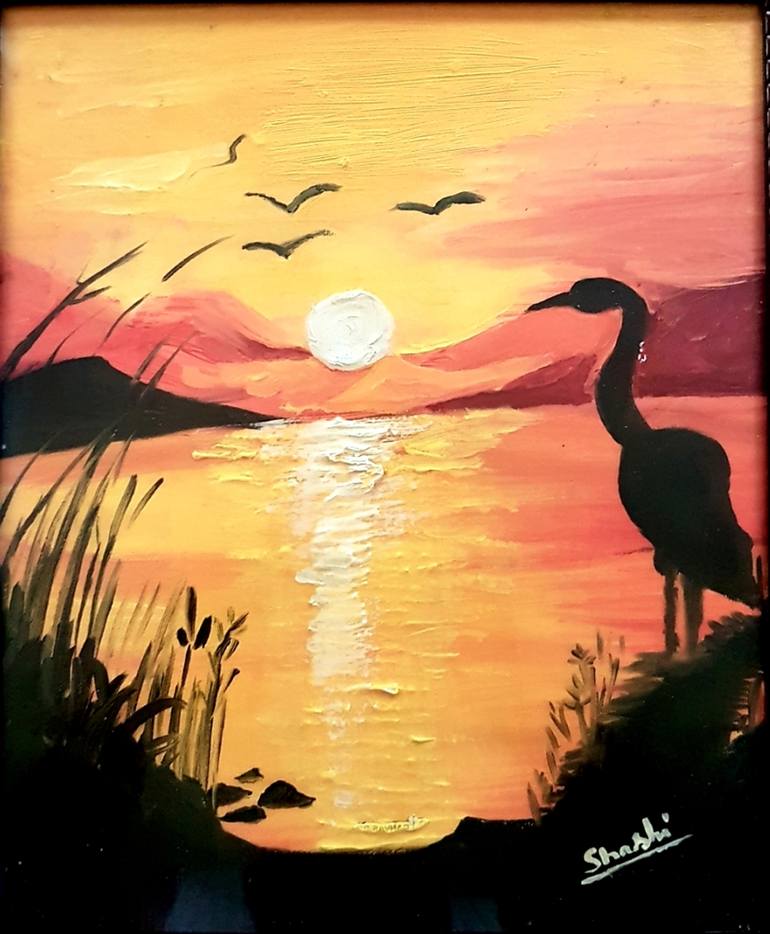 bird landscape painting