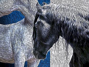 Print of Abstract Expressionism Horse Printmaking by AA ELKAMMASS