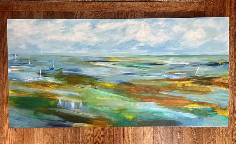 Original Abstract Boat Painting by Nicole Kamb