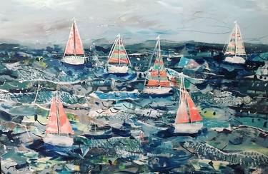 Original Boat Collage by Nicole Kamb