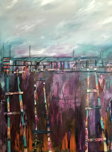 Original Abstract Landscape Collage by Nicole Kamb