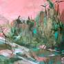 Sunrise on the hiking trail. 24x20 gallery style canvas. Painting wraps around eliminating the need for a frame.