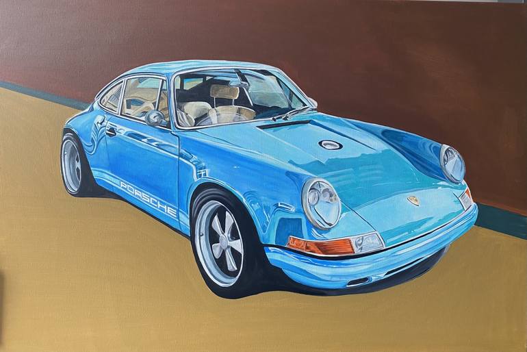 Blue Porsche 911 Painting by Alisa Shem | Saatchi Art