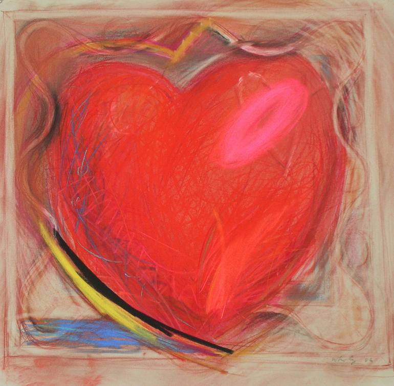 Large Red Heart Painting by mark wholey