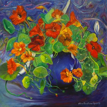 Original Fine Art Floral Paintings by Anna Lipowicz