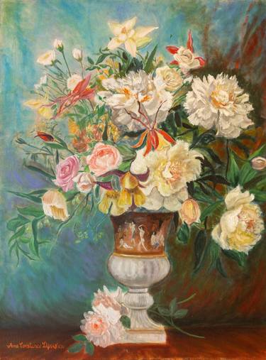 Original Classicism Floral Painting by Anna Lipowicz