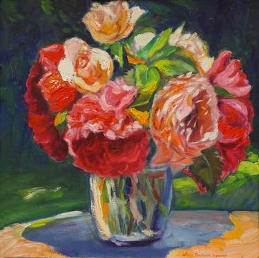 Original Realism Floral Painting by Anna Lipowicz