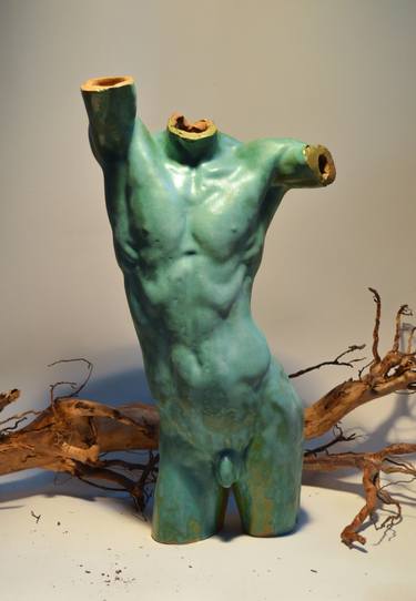 Male sculpture // nude male statue // male torso //ceramic thumb