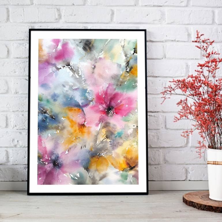 Original Abstract Floral Painting by Olga Grigorevykh