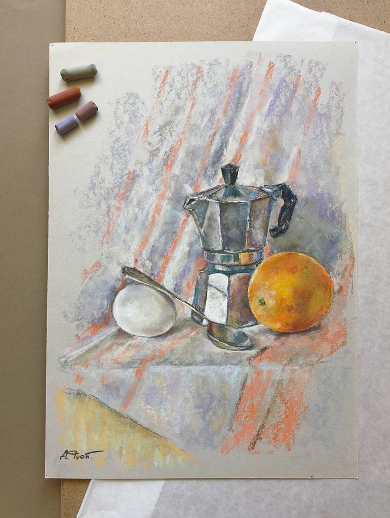 Original Impressionism Still Life Drawing by Anna Feoktistova