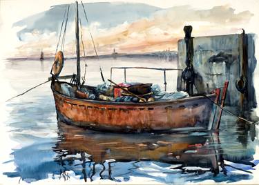 Print of Figurative Boat Paintings by Carlos Fandiño