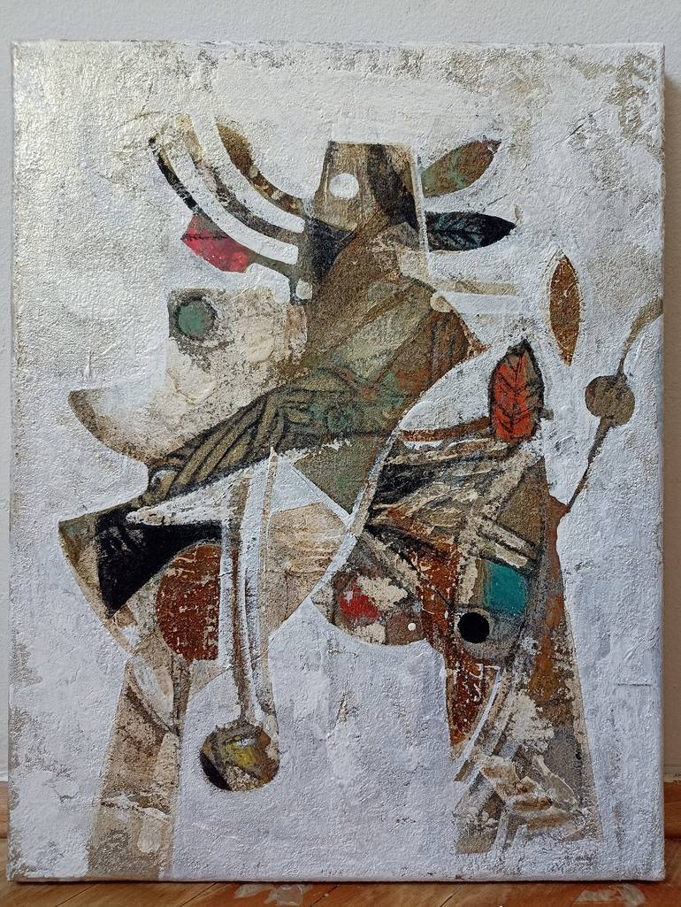 Original Folk Abstract Painting by Vladimir Castillo Gamboa