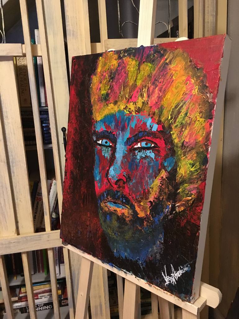 Original Abstract Expressionism Men Painting by Vicky Andriotis