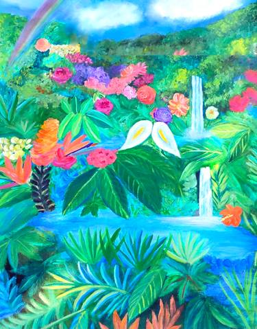 Original Romanticism Garden Painting by Rebecca Both