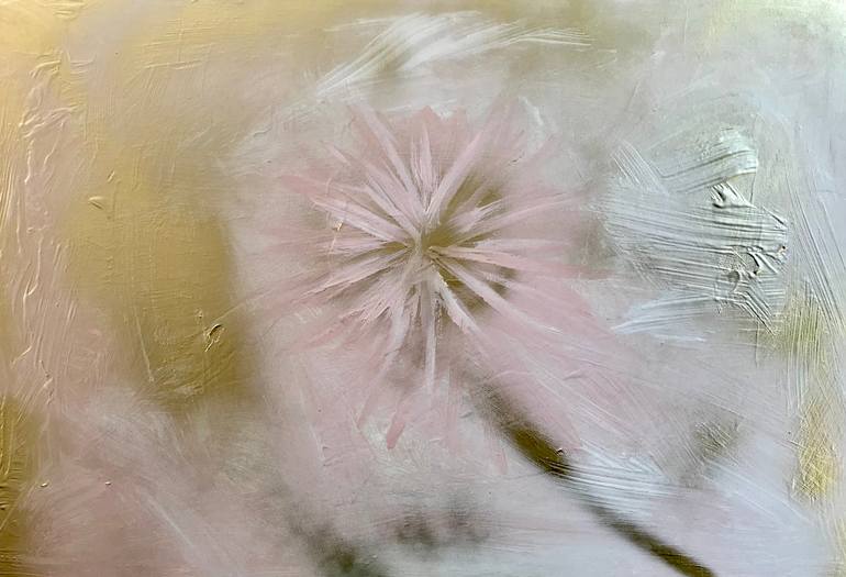 Original Abstract Painting by Rebecca Both | Abstract Expressionism Art on Canvas | Pink and Gold Dandelion