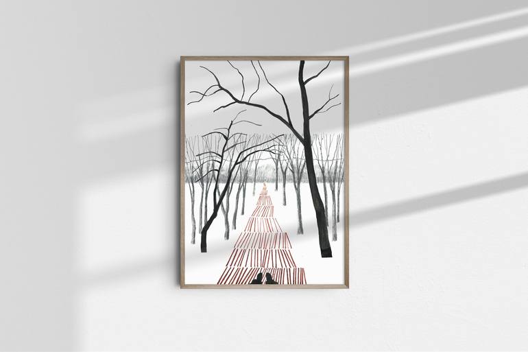 Original Conceptual Landscape Drawing by Mariia Zhuravel