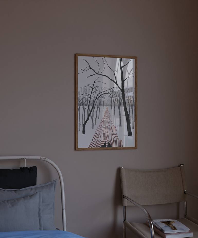 Original Conceptual Landscape Drawing by Mariia Zhuravel
