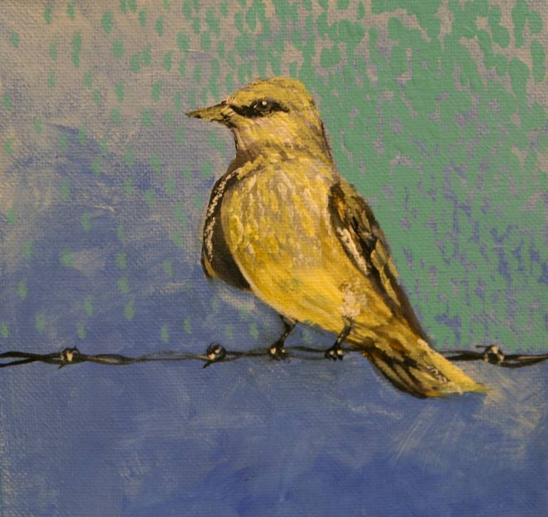 Bird on A Wire Painting by Angi Mullhatten | Saatchi Art