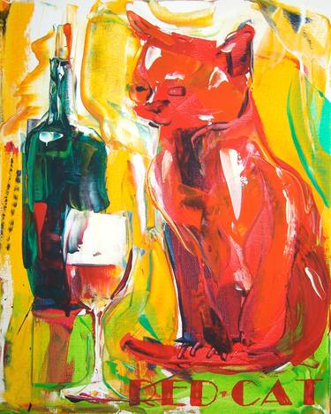Print of Modern Cats Paintings by Jolanta Jo