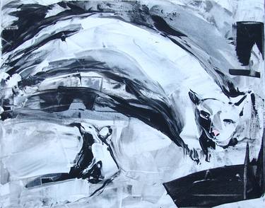 Print of Modern Cats Paintings by Jolanta Jo