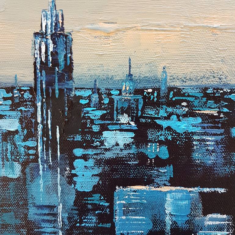 Original Abstract Expressionism Cities Painting by Olga Mihailicenko