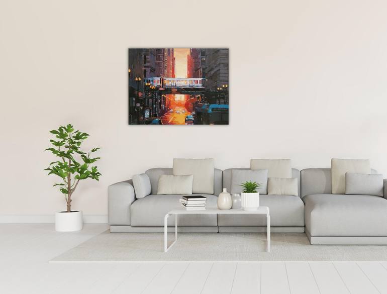 Original Abstract Expressionism Cities Painting by Olga Mihailicenko