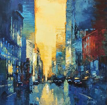 Original Abstract Cities Paintings by Olga Mihailicenko