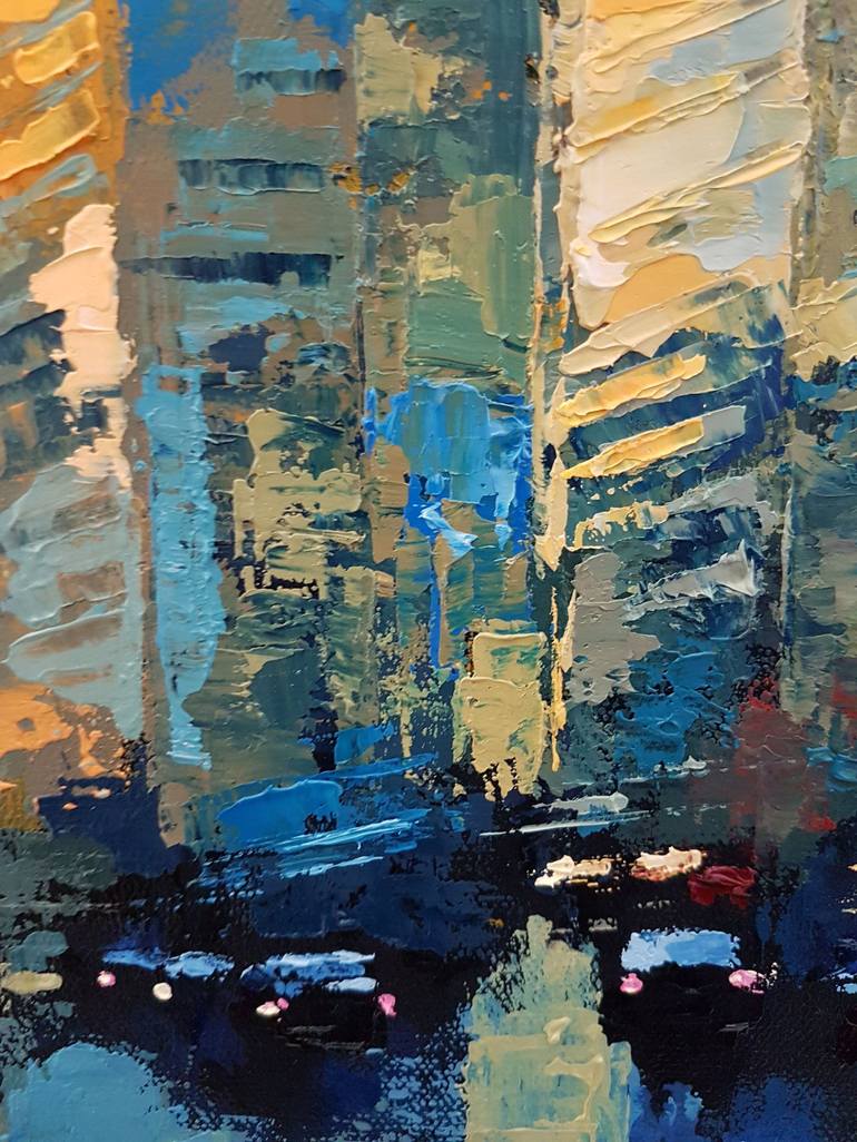 Original Abstract Cities Painting by Olga Mihailicenko