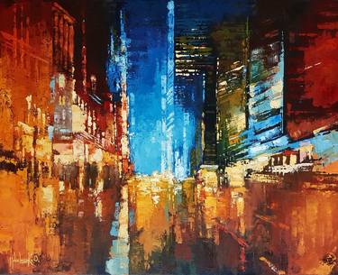 Original Abstract Cities Paintings by Olga Mihailicenko