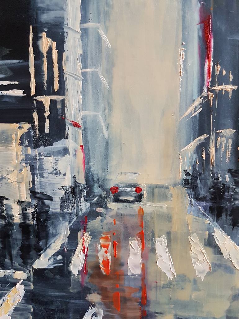 Original Abstract Expressionism Cities Painting by Olga Mihailicenko