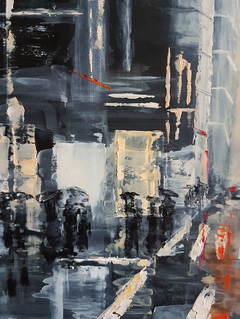 Original Abstract Expressionism Cities Painting by Olga Mihailicenko